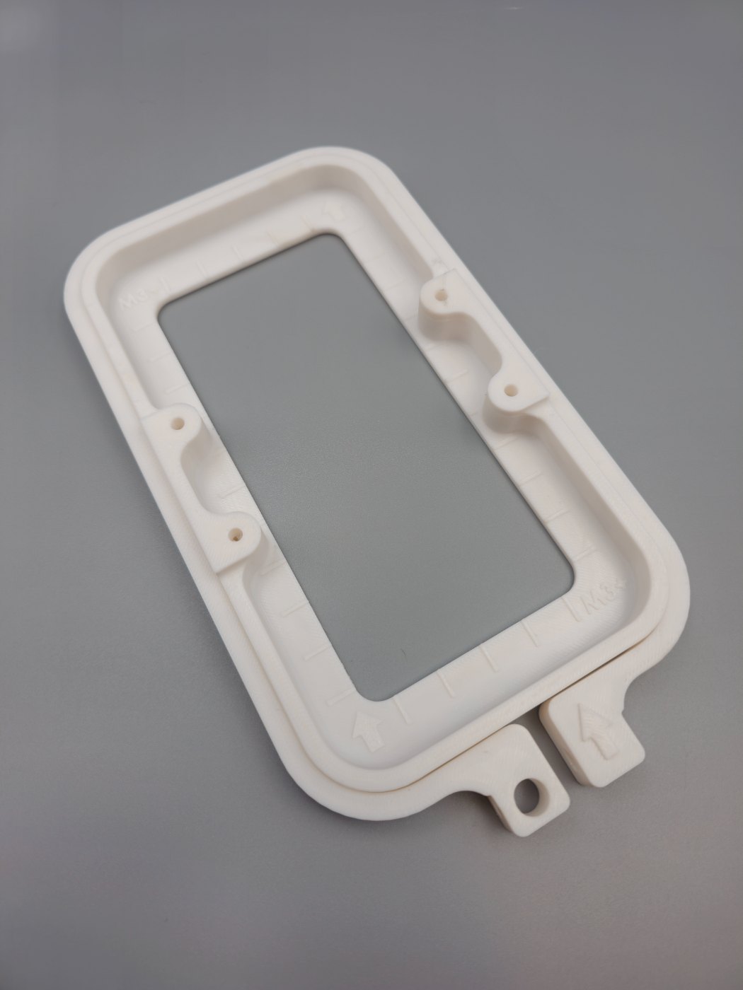 3D printed custom embroidery hoop with fabric retaining channel and mounting tabs